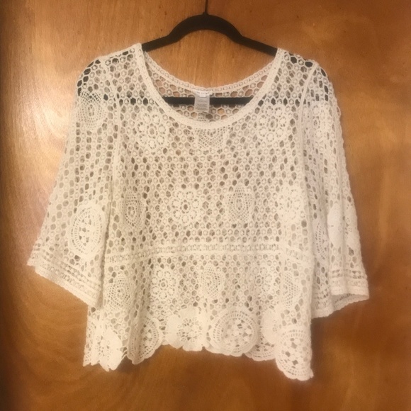 En Crème Anthropologie Embroidered Cream top - Picture 1 of 3